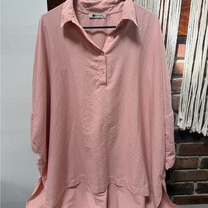 Altar'd State Dusty Pink Collared Tunic Blouse